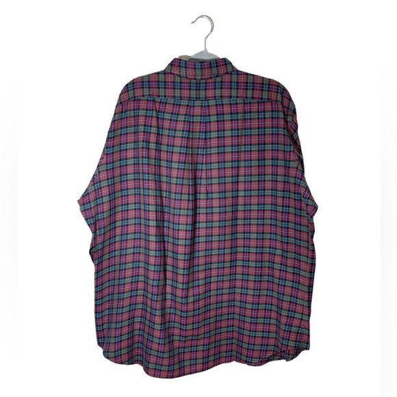 Ralph Lauren 100% Cotton Dress Red Green Shirt Size XL - Picture 4 of 6